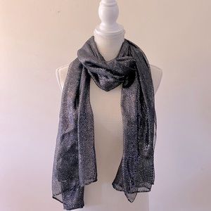 Forever 21 women’s  evening metallic silver black wrap scarf, dressy shawl